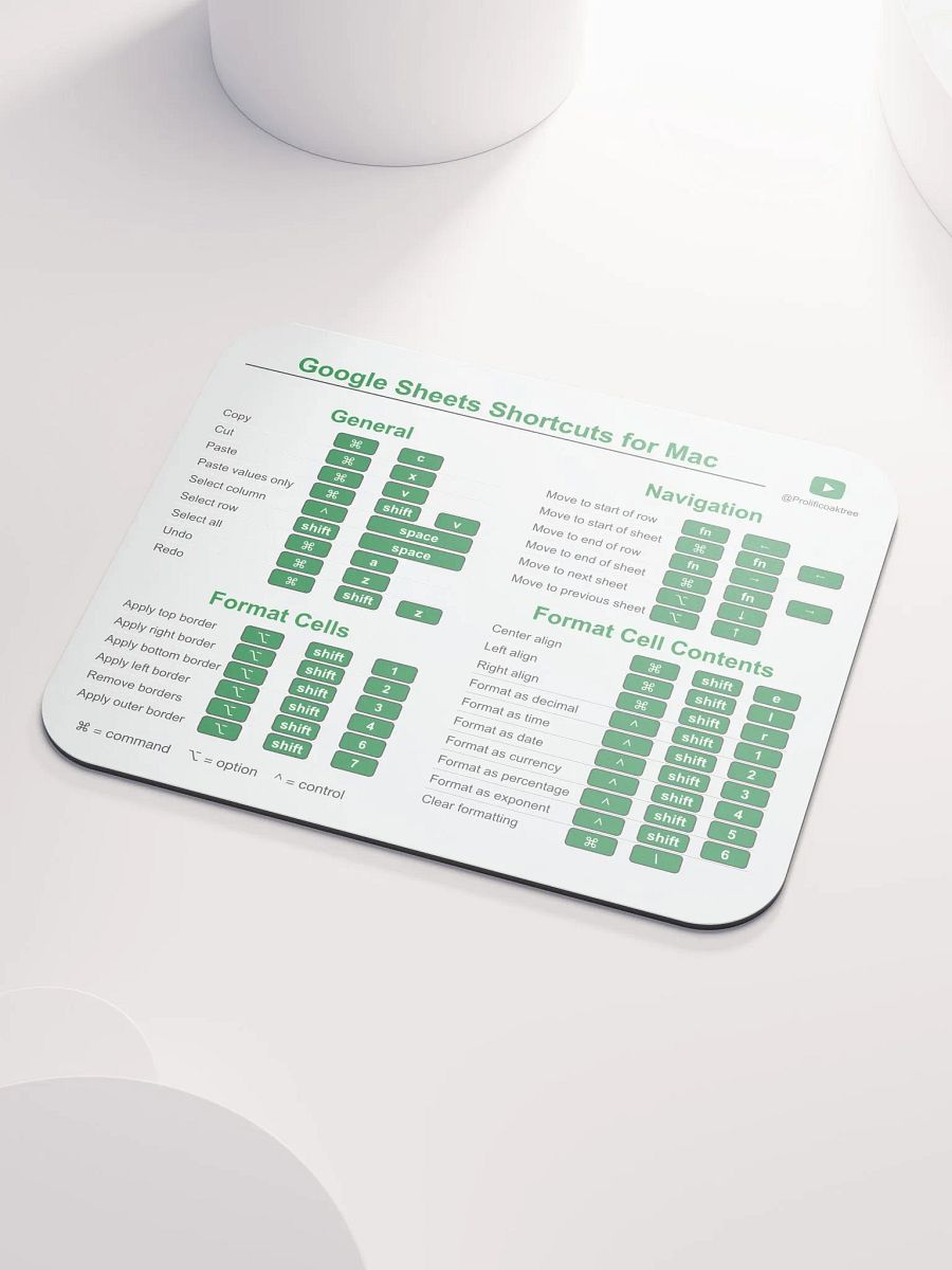 Keyboard Shortcuts Mouse Pad for Mac - Google Sheets product image (3)