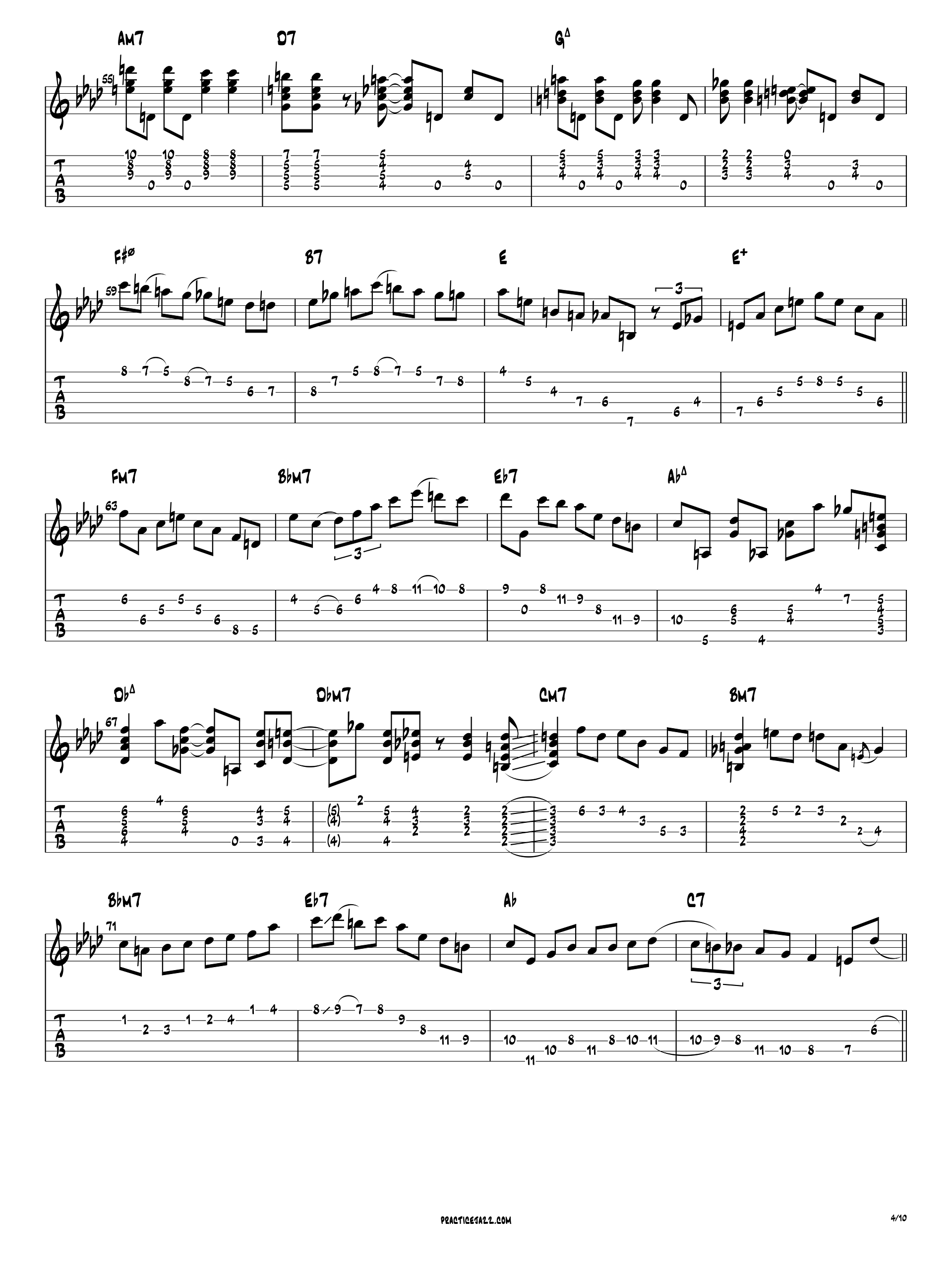 Joe Pass "All the Things You Are" Guitar Transcription (PDF + Synced Original Audio Guitar Pro) product image (4)