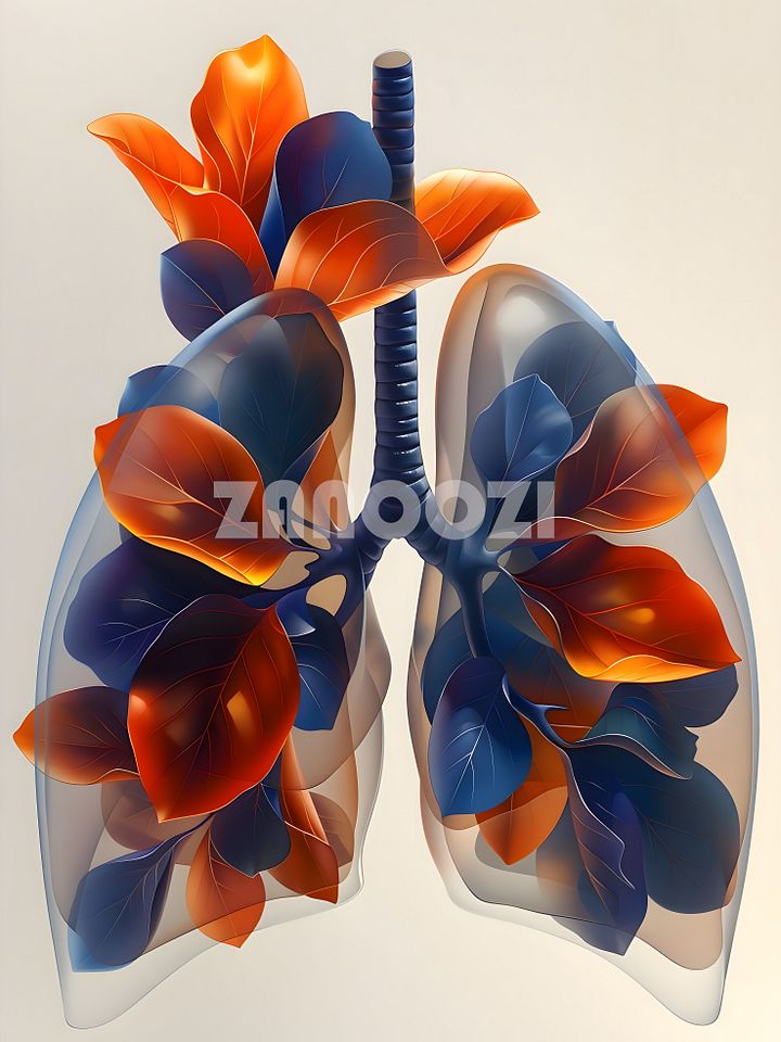 Flourishing Breath: Lungs Art with Blooming Leaves product image (1)