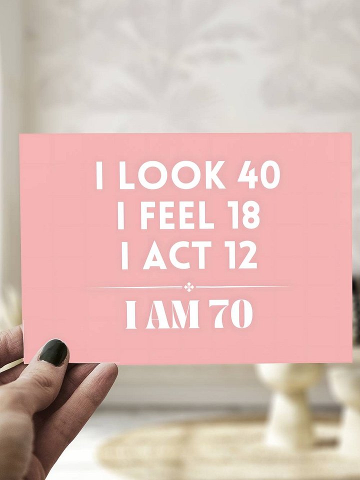 Pink I Am 70 Birthday Card product image (1)