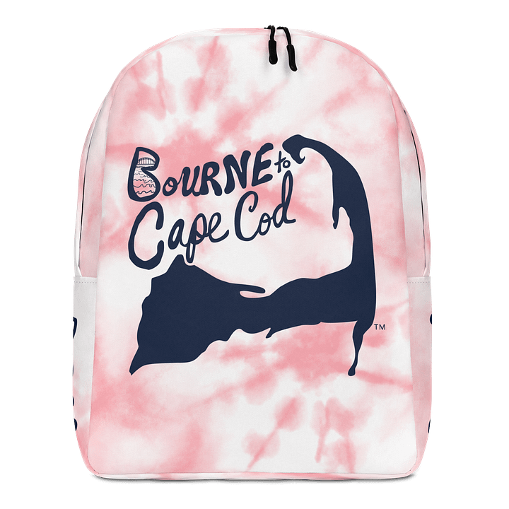 BOURNE to Cape Cod™ | Backpack | BRN.2C.C.™ | Coastal Carryall | Minimalist Style, Maximum Vibes | Navy Blue on Pink Tie-Dye🎒🌊 product image (1)