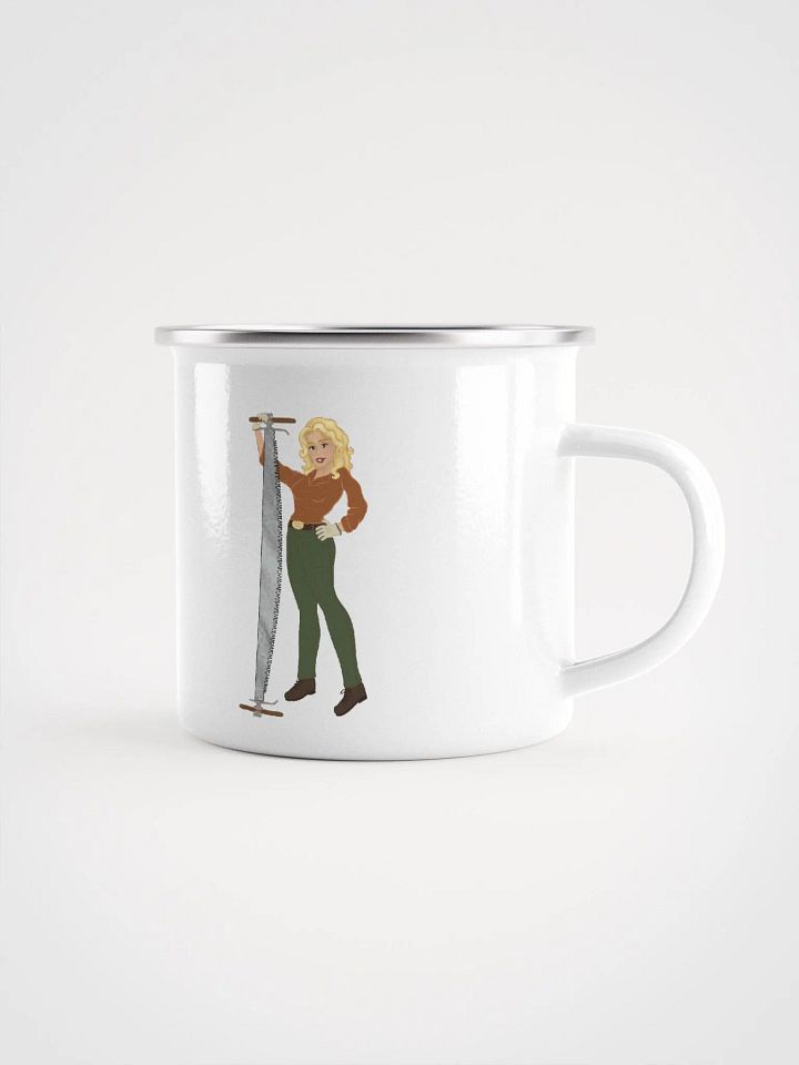 Crosscut Saw Blonde Dolly Pinup Enamel Mug product image (1)