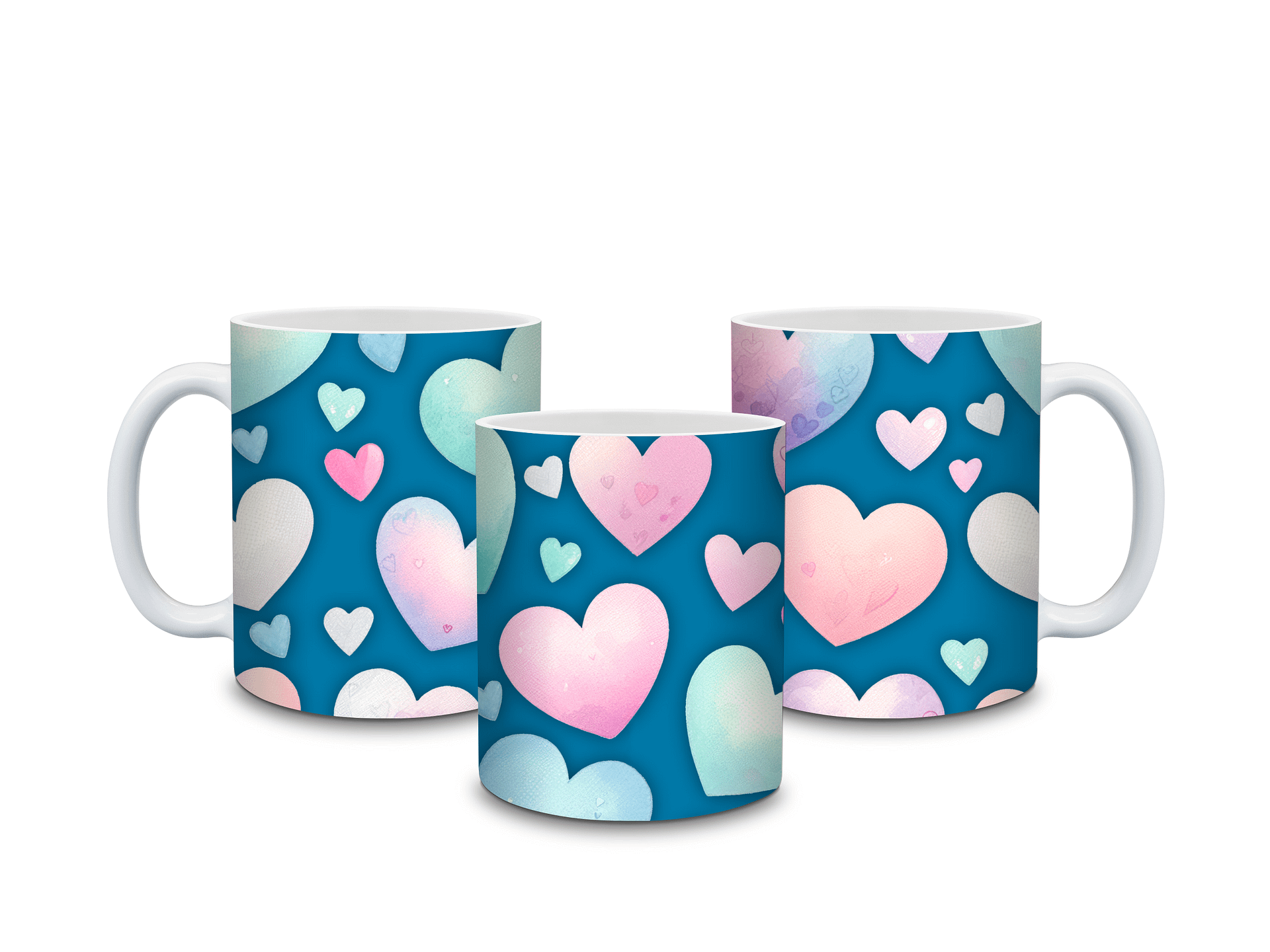 (Blue) Colorful Hearts 11oz Coffee Mug – Cute and Romantic Love-Themed Ceramic Cup – Perfect for Valentine's Day, Anniversaries, or Daily Use product image (4)