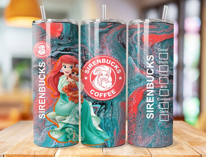 Sirenbucks Coffee 20 oz Stainless Steel Tumbler – The Little Mermaid Ariel Design product image (1)