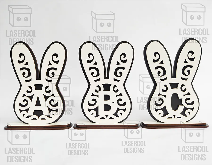 Easter Bunny Monogram Set 3 (3 Sizes) - Laser Cut Files product image (5)
