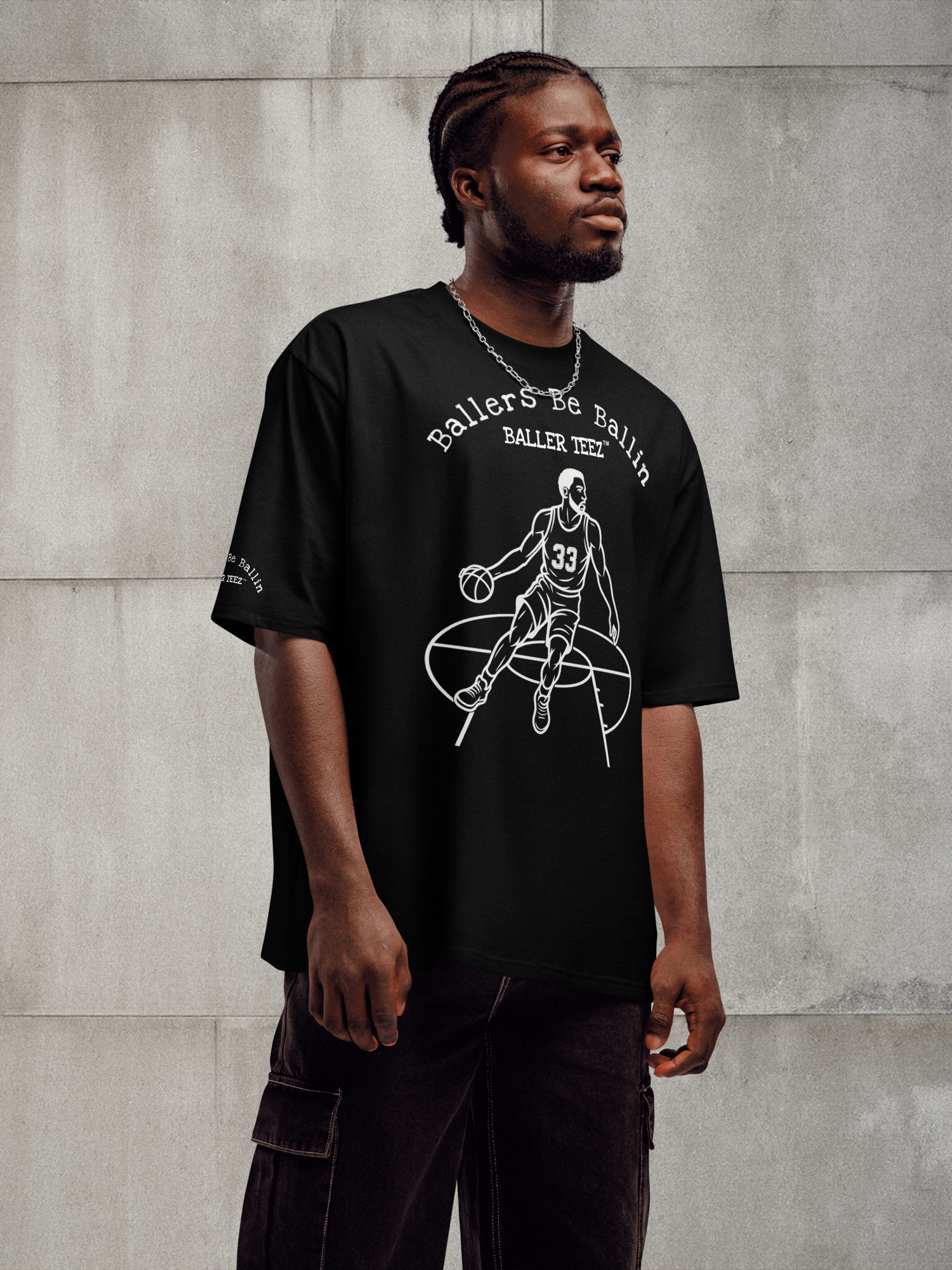 Baller Teez Oversized Black Heavyweight Tee product image (1)