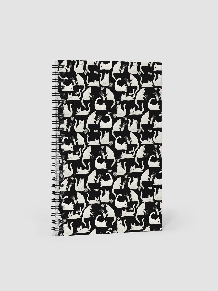 Bad Cats Knocking Stuff Over Pattern Notebook, Black product image (1)