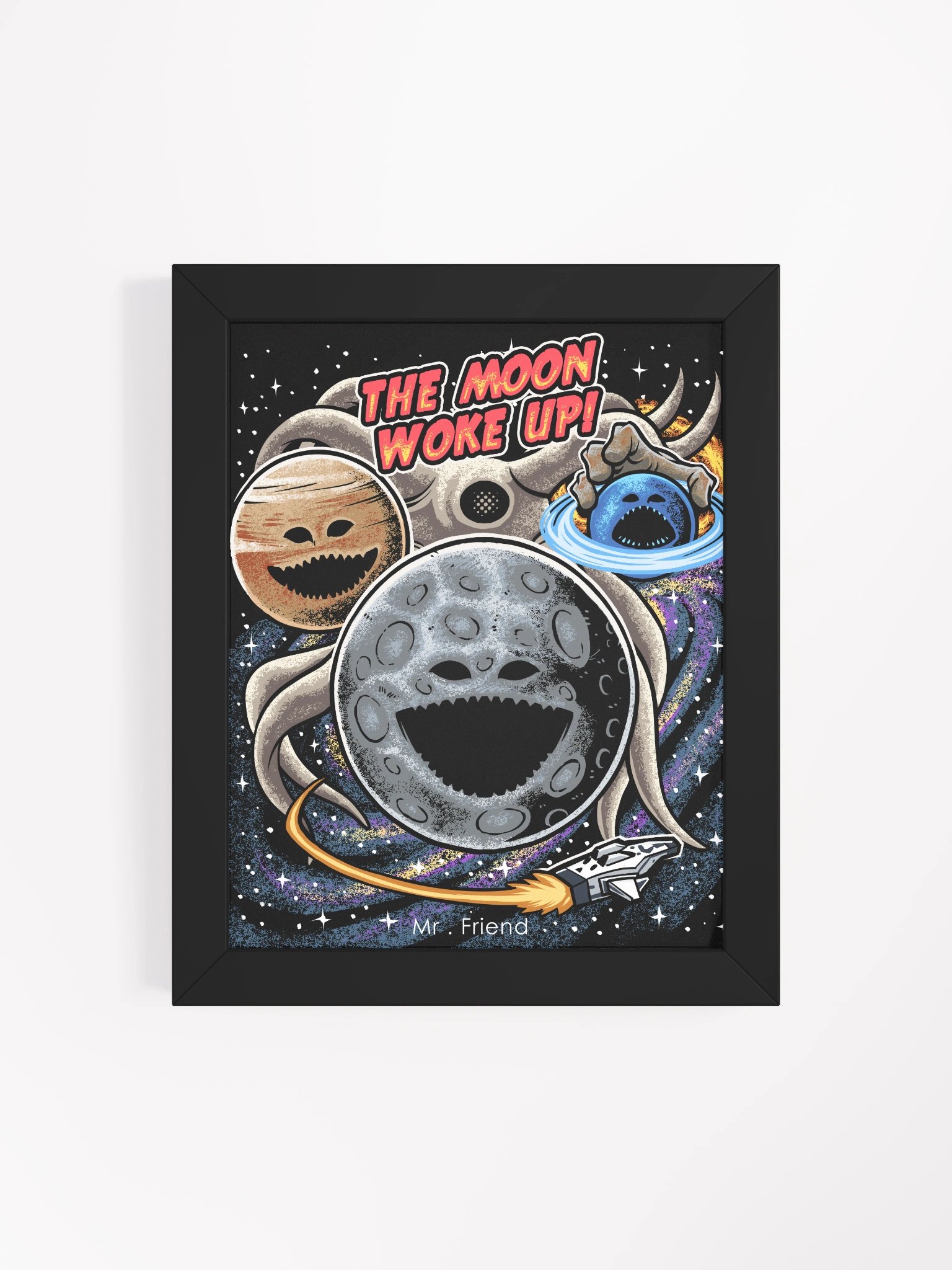 The Moon Woke Up Retro Framed Poster product image (4)