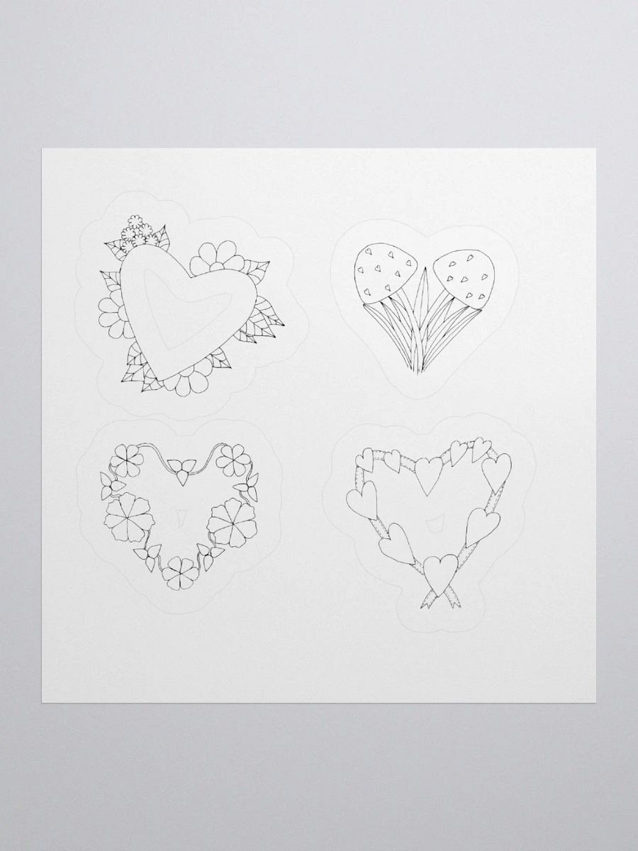 Four lovely hart Kiss Cut Stickers (on white background) product image (2)