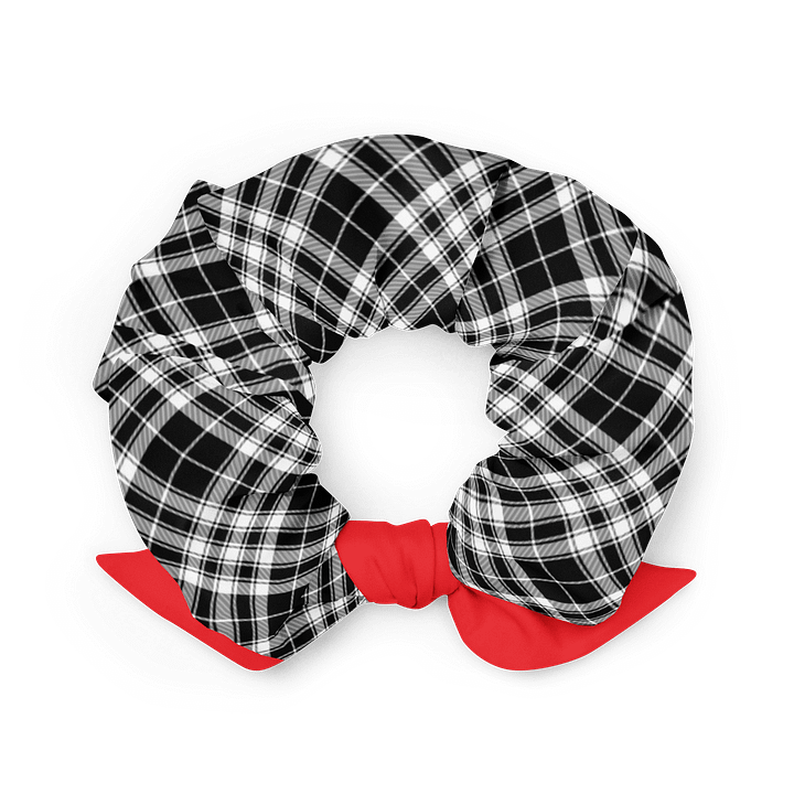 Black & White Plaid Scrunchie with Red Bow | Sustainable Hair Accessory product image (2)
