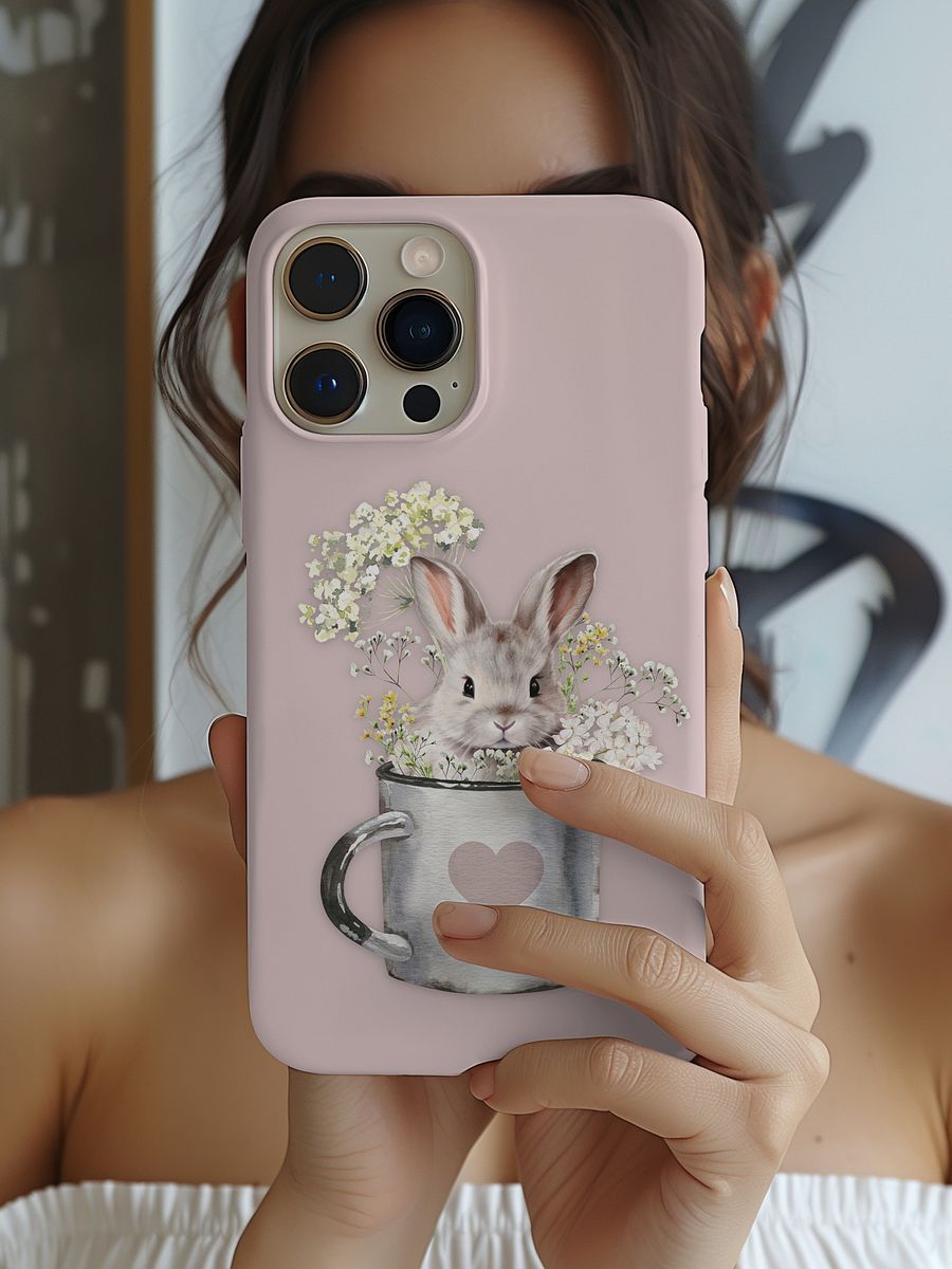 LITTLE BUNNY IN A MUG - BLUSH ROSE - SNAP IPHONE CASE product image (2)
