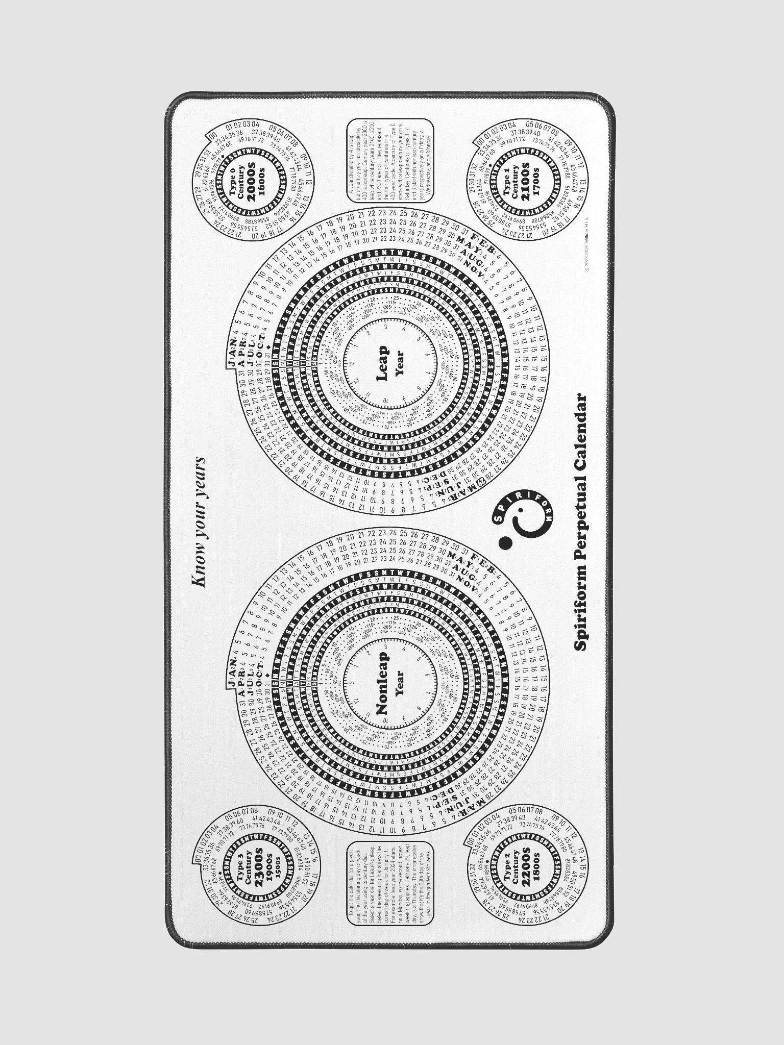 Spiriform Perpetual Calendar Desk Mat product image (2)
