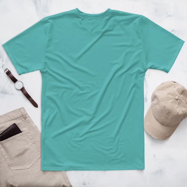 Plain Turquoise Blue True Summer Men's Crewneck Polyester Heavyweight Premium T-Shirt by Treasure Pie product image (2)