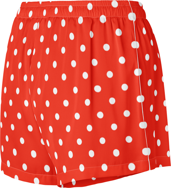 White Polka Dots on Red Women's Pajama Shorts product image (2)