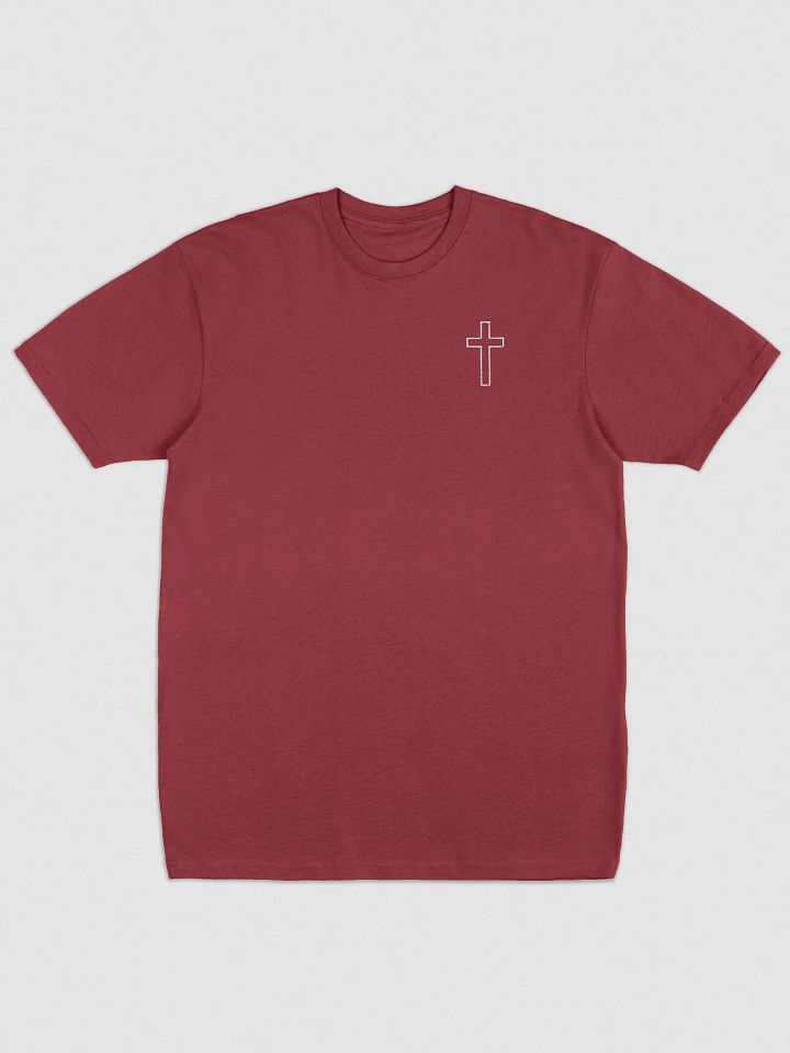 Simple Cross Embroidered Red Heavyweight T-Shirt product image (1)