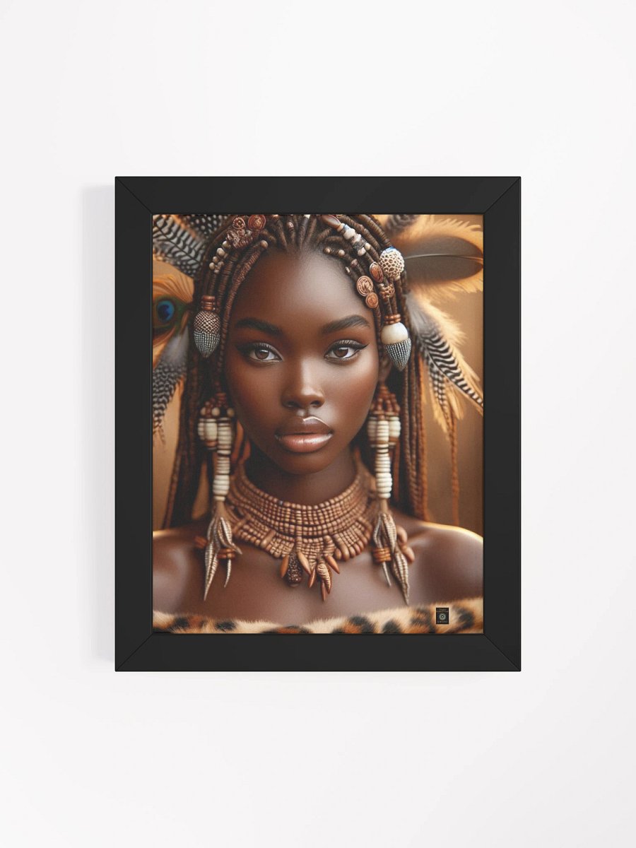Shona Princess with Quail and Guinea Fowl Feathered Crown-Portrait -Eco-Friendly Ayous Wood Art Frame product image (25)