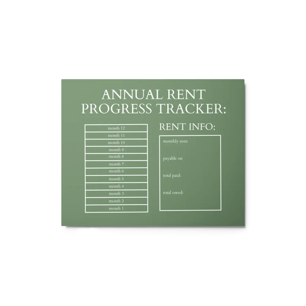 HIGHFALUTIN ANNUAL RENT TRACKER (white design 11) product image (1)