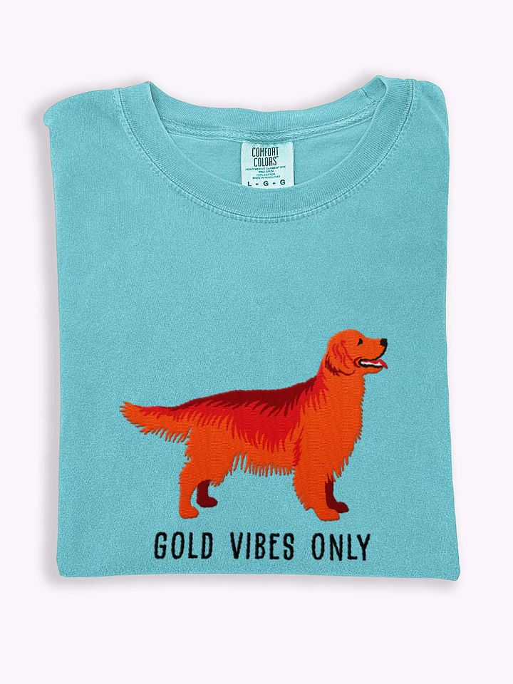 Gold Vibes Only T-Shirt(Embroidered) of a Golden Retriever(Red) product image (1)
