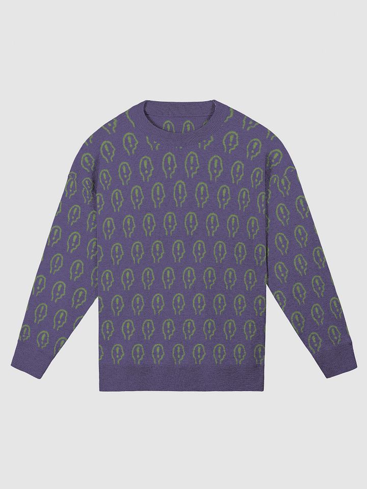 EXCLAIMING MENTALLY (repeating design, purple and green) relaxed knitwear crewneck product image (1)