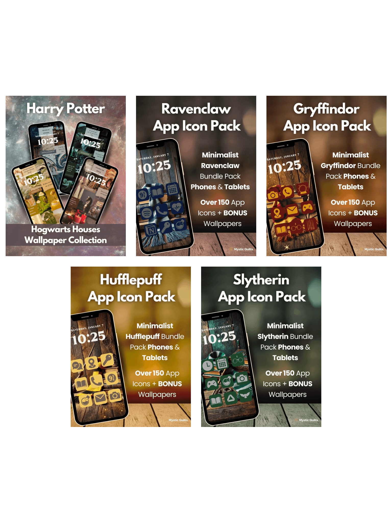 Magical School Houses Aesthetic Bundle – 4 Icon Packs + All Wallpapers, iOS & Android App Icons & Phone Backgrounds product image (1)