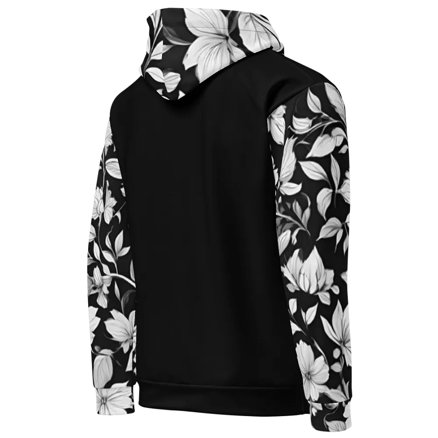 Elegant Monochrome Floral Unisex Hoodie product image (5)