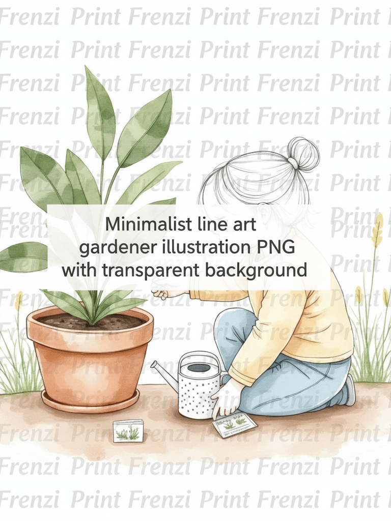 Minimalist Gardening Clipart Bundle | 115 Continuous Line Art PNGs | Eco Conscious Botanical Illustrations product image (4)