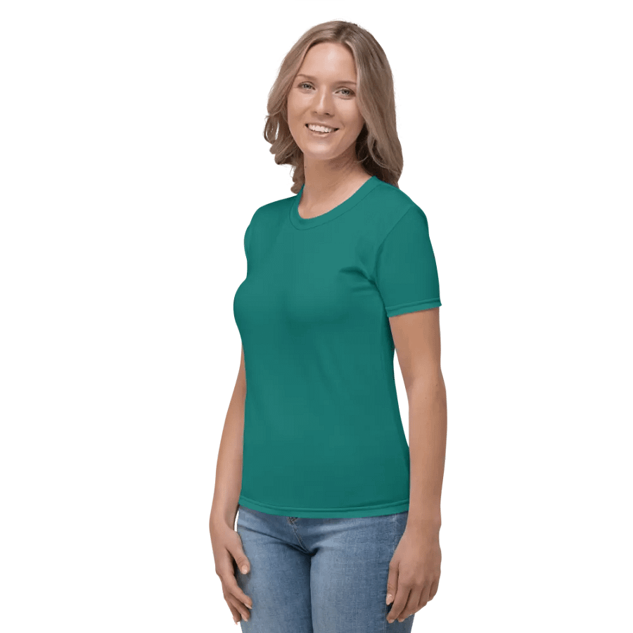 Plain Deep Sea Green Light Summer Women's Crewneck Polyester Heavyweight Premium T-Shirt by Treasure Pie product image (6)