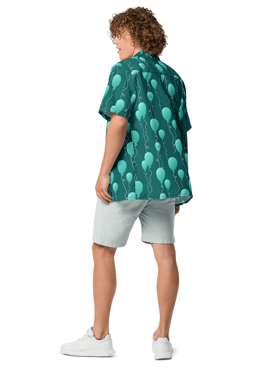 Teal Floating Balloons Oversized Button-Down Shirt product image (7)
