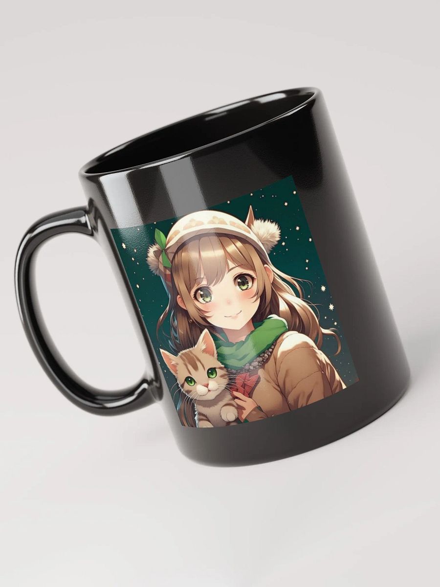 Cute Anime Girl with Christmas Kitten product image (5)