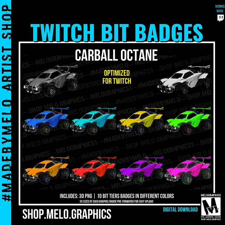 Carball Octane - Twitch Bit Tier Badges | #MadeByMELO product image (1)