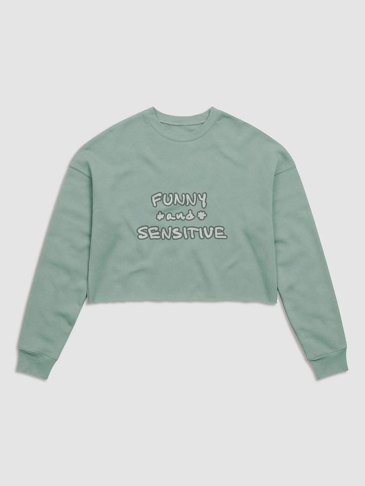 FUNNY *and* SENSITIVE (lined design, #66796E) women’s fleece crop sweatshirt product image (10)