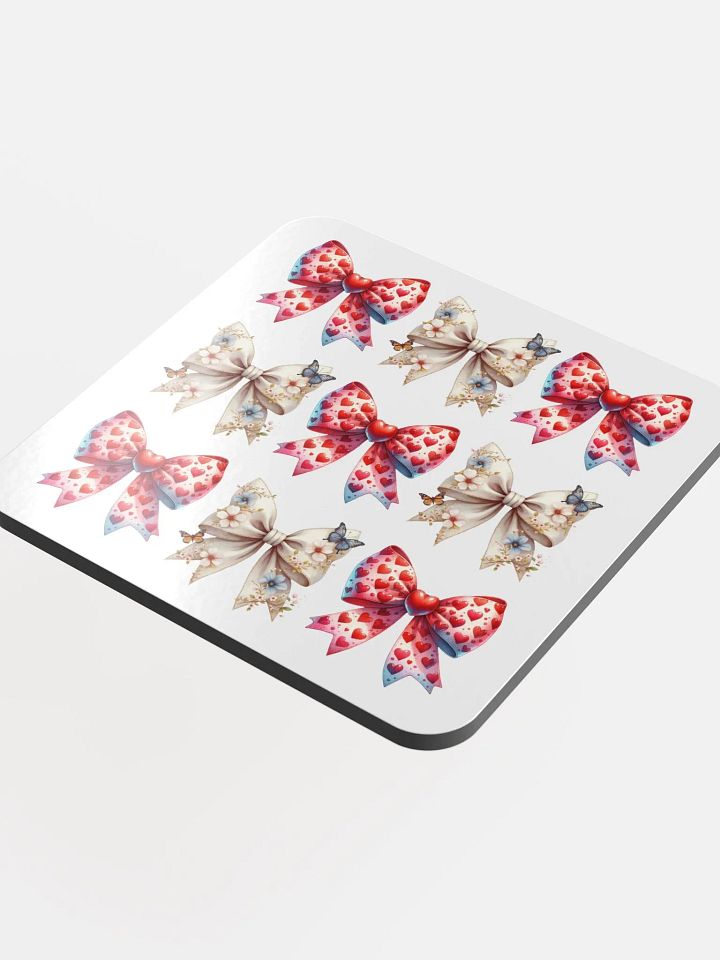 Spring Bows Heart Festive Grid Cork Coaster product image (1)