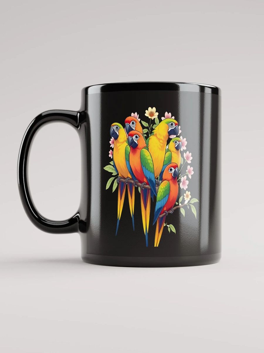 Tropical Bird Coffee Mug | Colorful Parrot Paradise Black Glossy Mug product image (11)