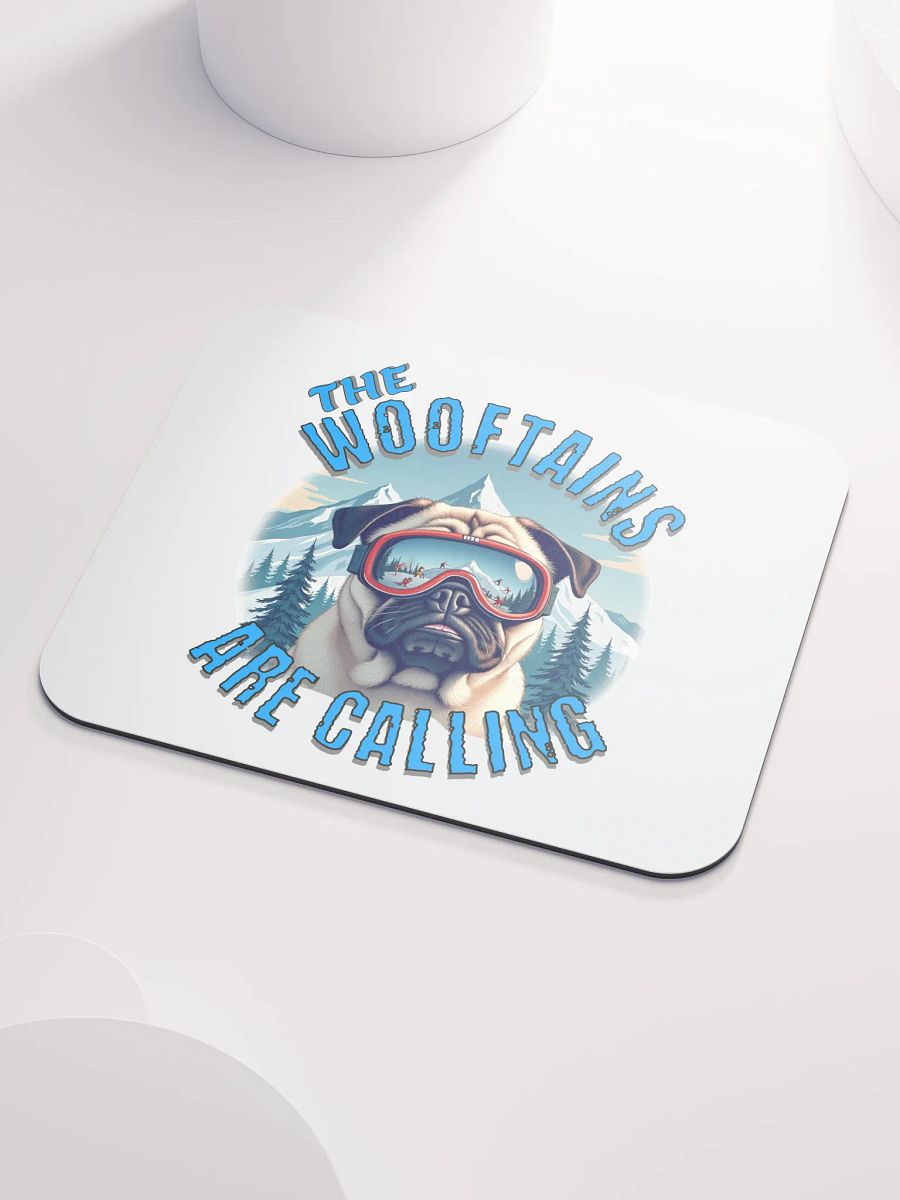 The Wooftains Are Calling Dog Pug Skiing Slopes Mouse Pad product image (3)