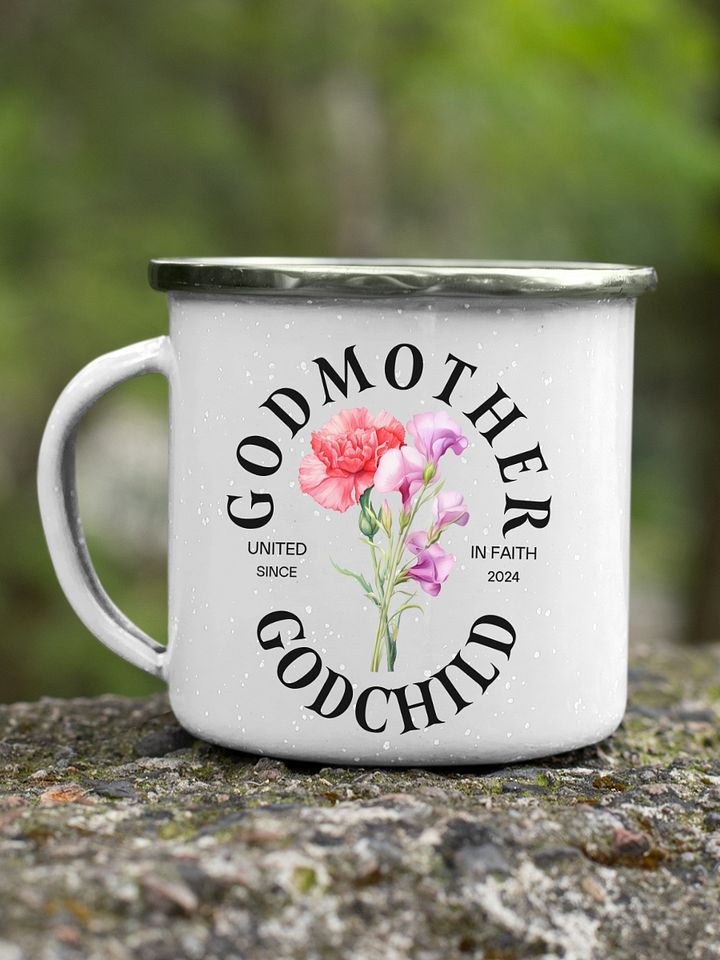 Floral godmother proposal Christian enamel mug with Bible verse - Camping gear Enamel Mug product image (2)