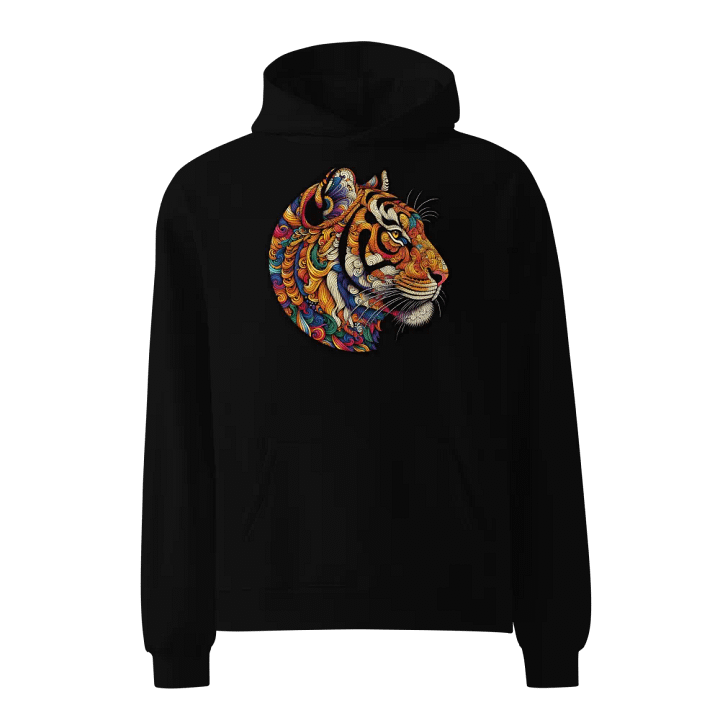 Black Hoodie with Vibrant Colored Tiger Print - Bold, Stylish, and Comfortable product image (1)