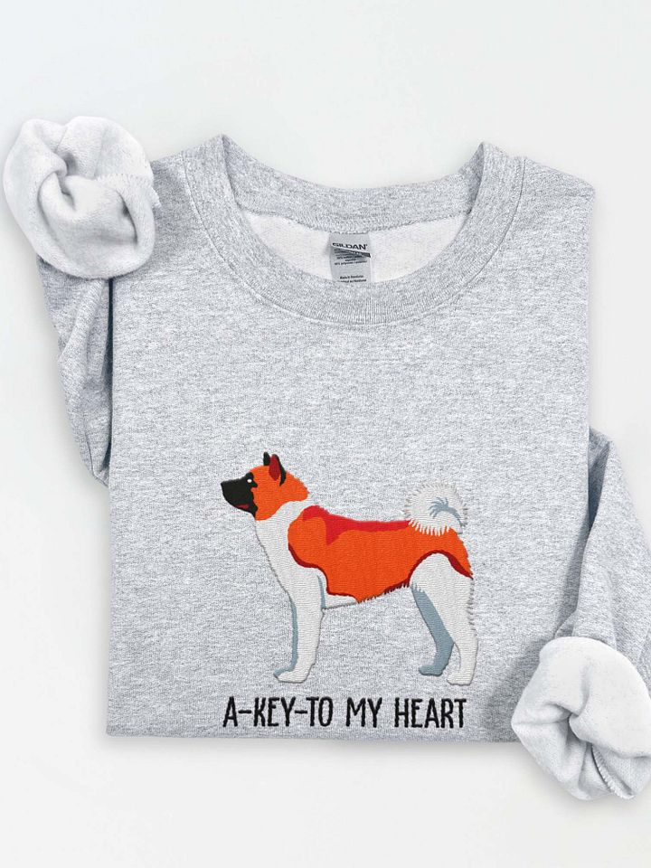 A-Key-To My Heart Sweatshirt (Embroidered) of an American Akita(Red) product image (1)
