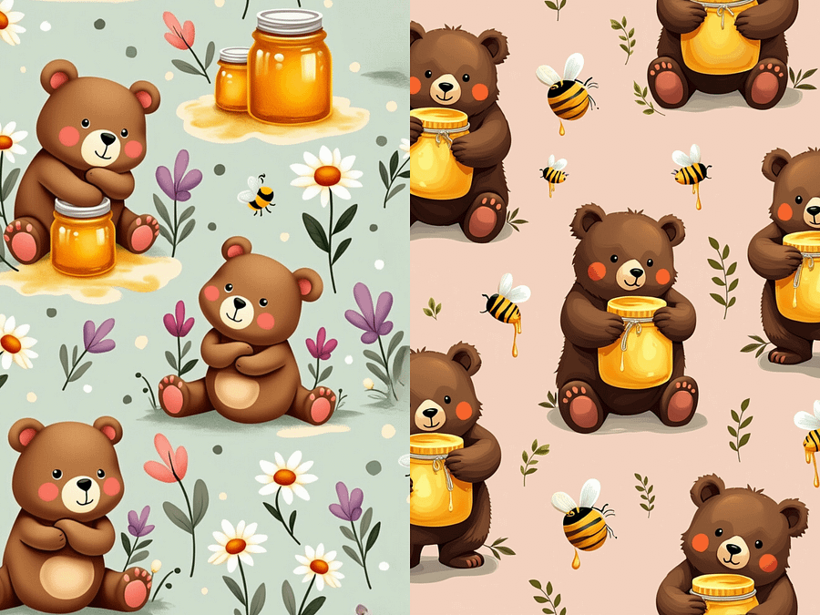 Bear Hug Honey Seamless pattern Digital Paper product image (1)