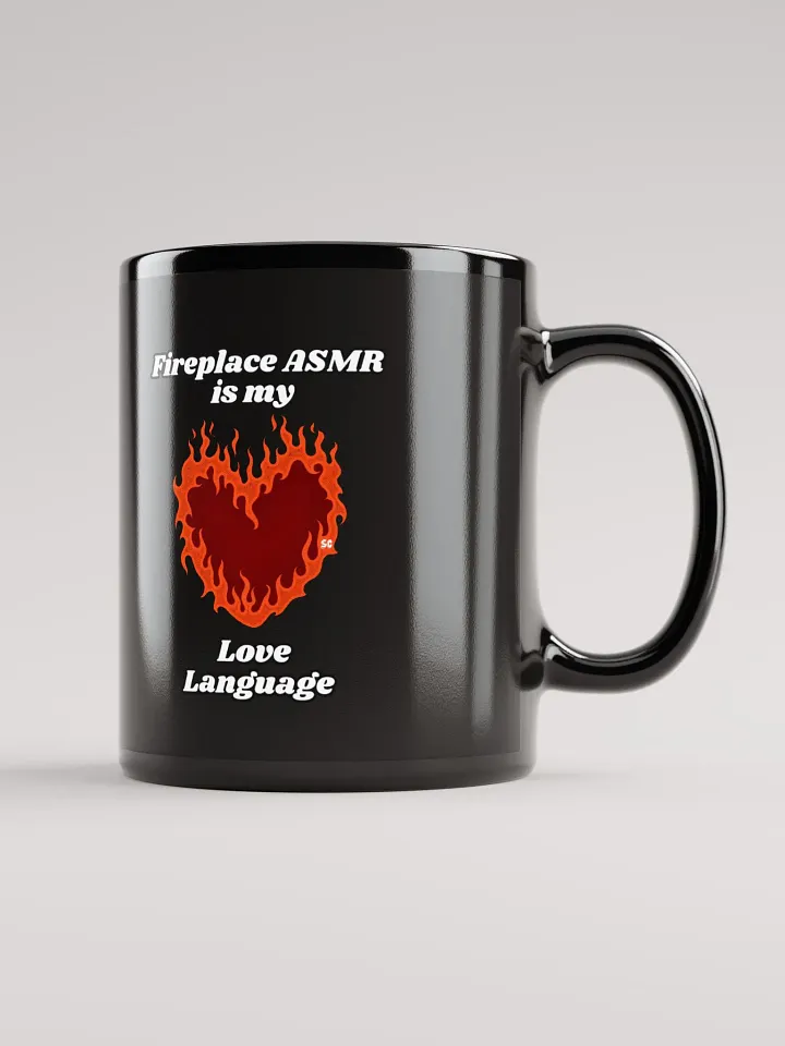 Flaming Heart - Fireplace ASMR is my Love Language | Black Glossy Mug product image (1)