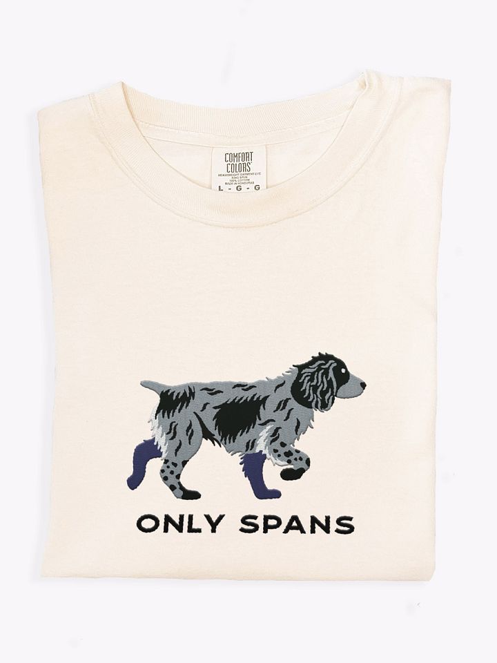 Only Spans T-Shirt(Embroidered) of a Working Cocker Spaniel(Blue Roan) product image (1)