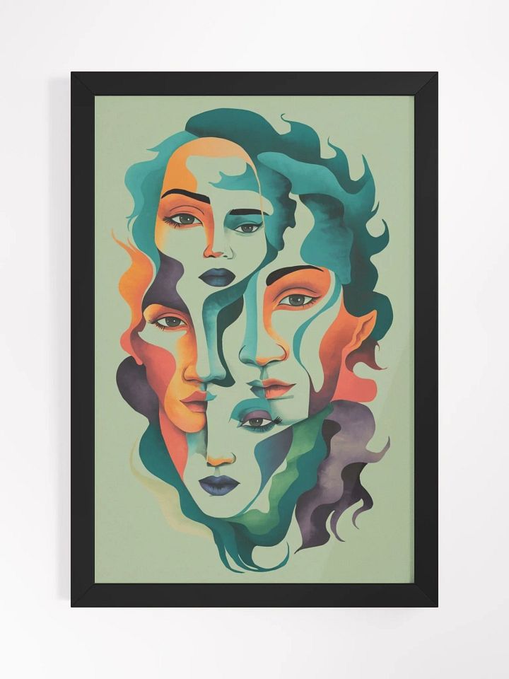 Multifaceted Identity: Framed Abstract Faces Poster product image (1)
