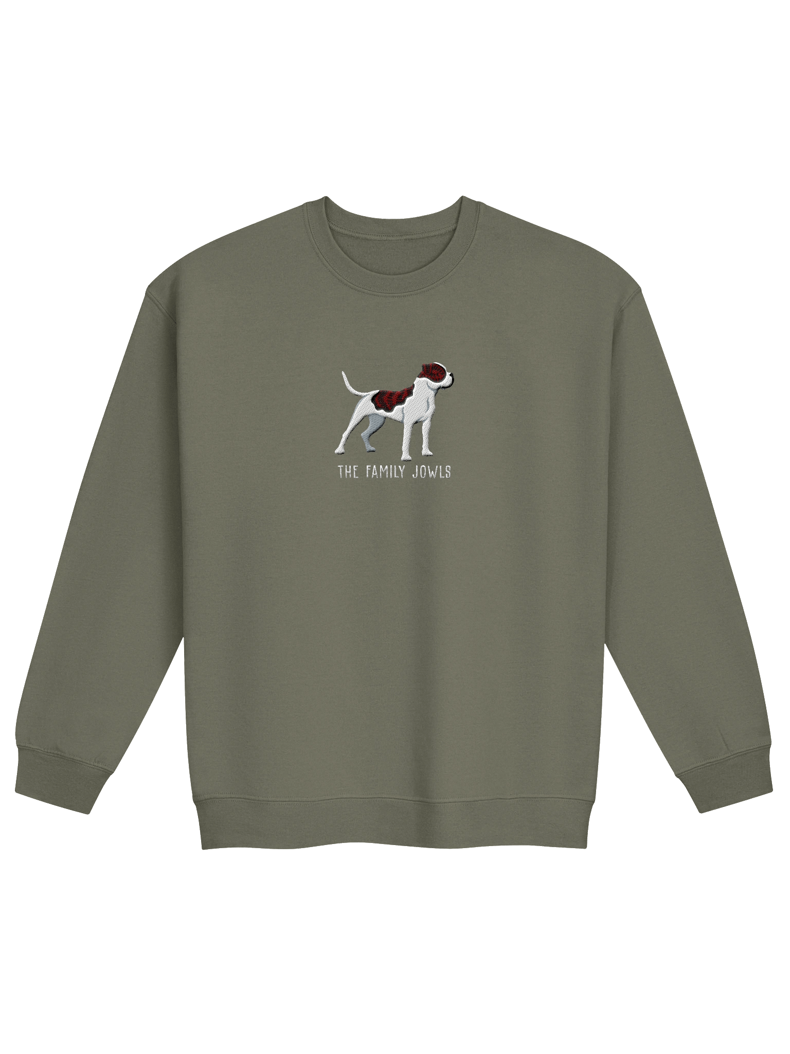 The Family Jowls Sweatshirt (Embroidered) of an American Bulldog(Brindle & White) product image (13)