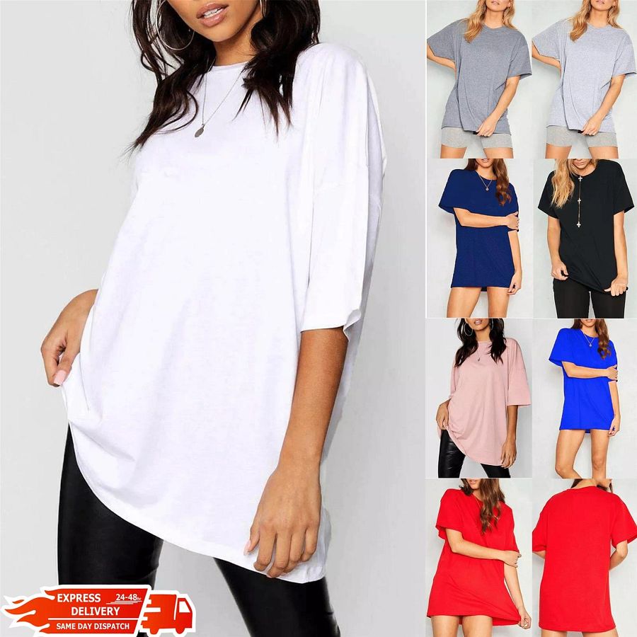 Womens Oversized Baggy Plain Cap Sleeve Basic Ladies Stretchy Casual T shirt Top product image (1)