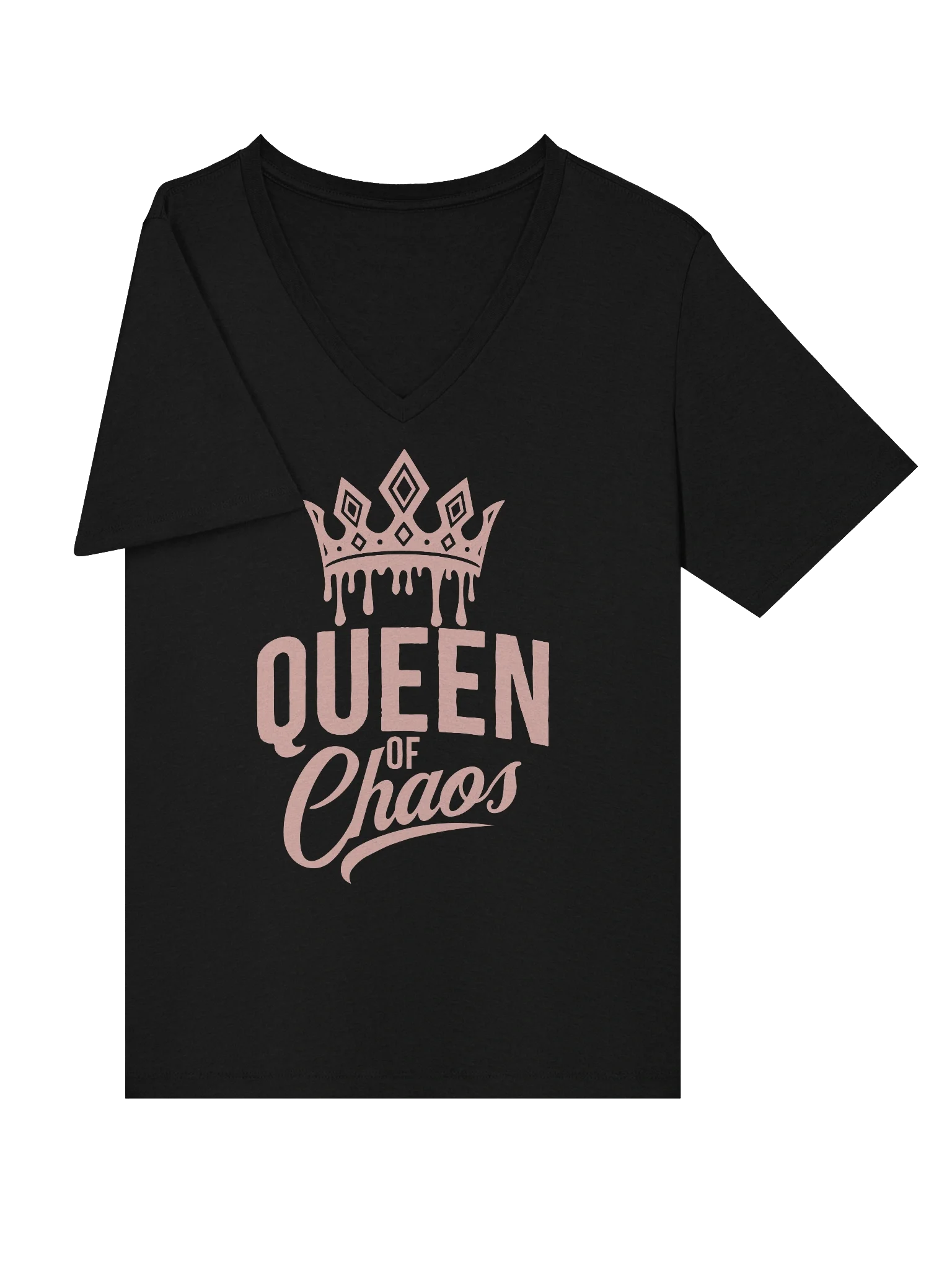 Queen of Chaos V-neck Tee (Pink Text) product image (18)