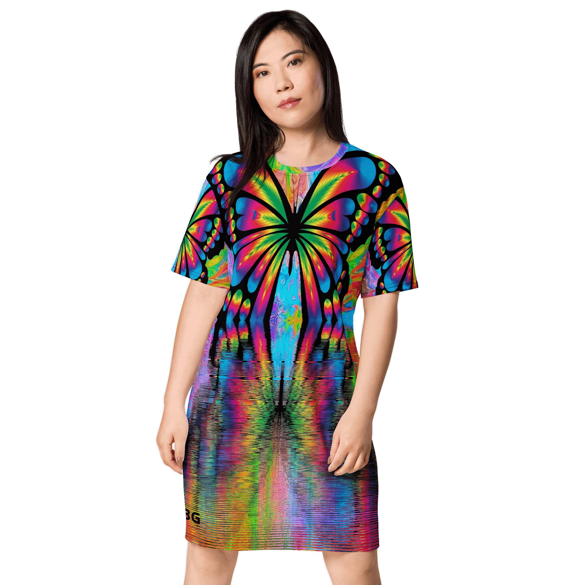 'Butterflies' All-Over T-Shirt Dress product image (1)