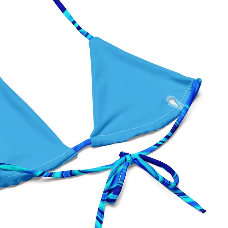 Padded String Bikini Top - Light and Dark Blue Digital Fluid Art product image (8)