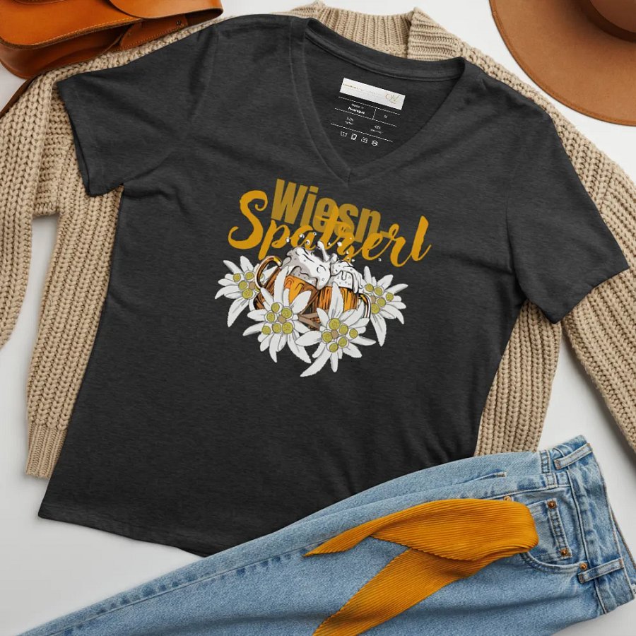 Wiesn-Spatzerl V-Ausschnitt T-Shirt Oktoberfest – Edelweiss product image (7)