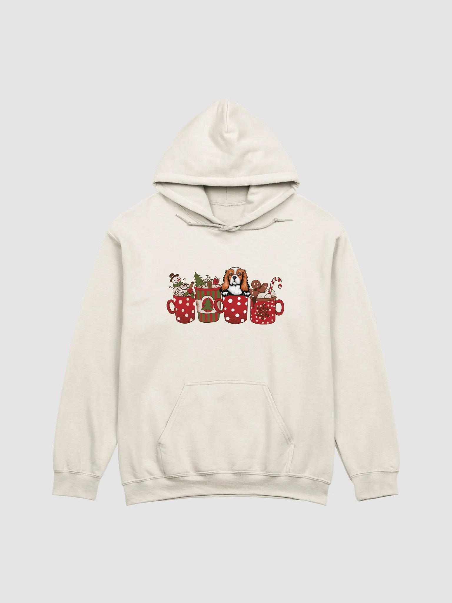 Cute Cavalier King Charles Spaniel(Blenheim) in a Christmas Cup Hooded Sweatshirt | Funny Christmas Pup in a Cup product image (19)