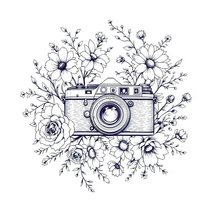 Vintage Camera and Floral Clipart Bundle - Set of 14 Digital Illustrations for Creative Projects and Decor product image (1)