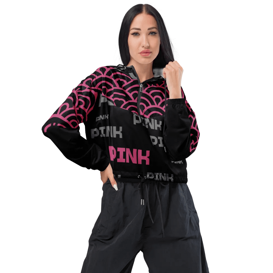 Black Pink Fancy Women's Cropped Windbreaker product image (3)